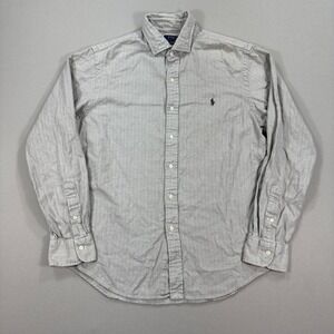 Polo Ralph Lauren Shirt Men's Large Slim Fit‎ Herringbone Long Sleeve Button Up